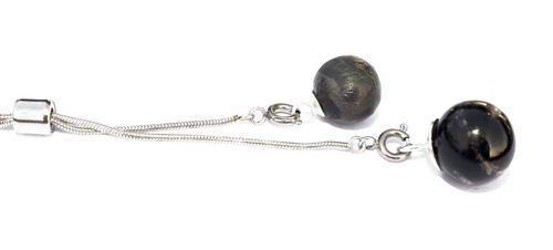 Lariat RVS ketting met 2 as in glaskralen